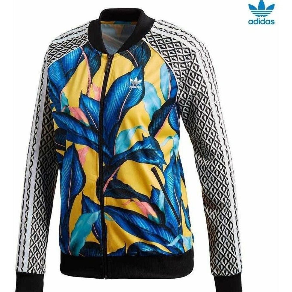 Adidas Women Floral Farm Rio Big Leaf Jacket Sz M